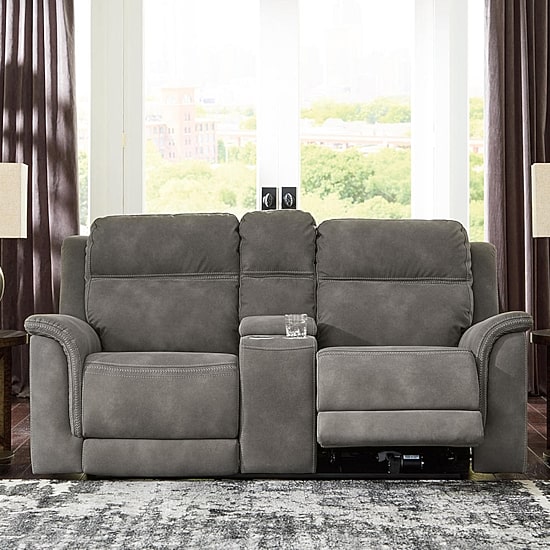 Signature Design By Ashley® Next-Gen DuraPella Dual Power Reclining Pad Arm Loveseat with Console