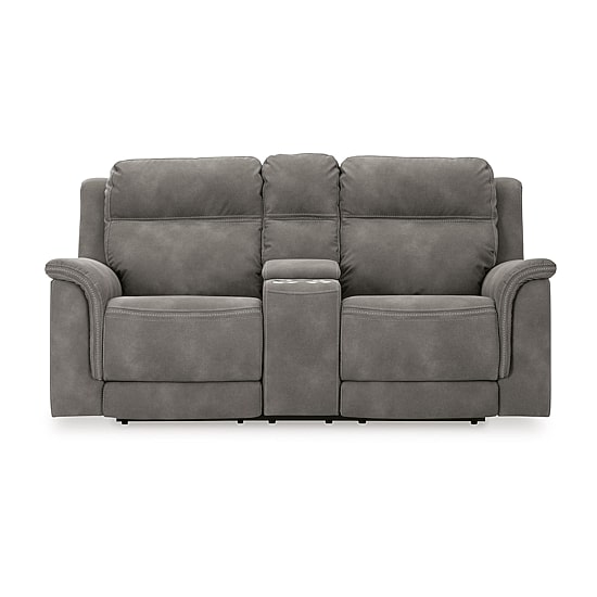 Signature Design By Ashley® Next-Gen DuraPella Dual Power Reclining Pad Arm Loveseat with Console