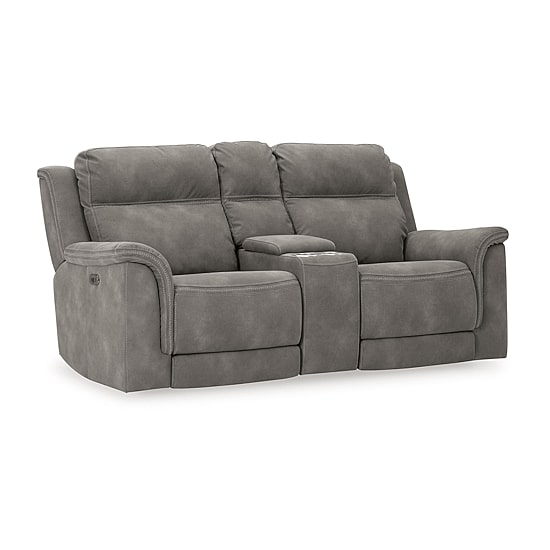 Signature Design By Ashley® Next-Gen DuraPella Dual Power Reclining Pad Arm Loveseat with Console