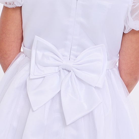 Bonnie Jean Big Kid Girls Communion Short Sleeve Puffed Flower Girl Fit + Flare Dress