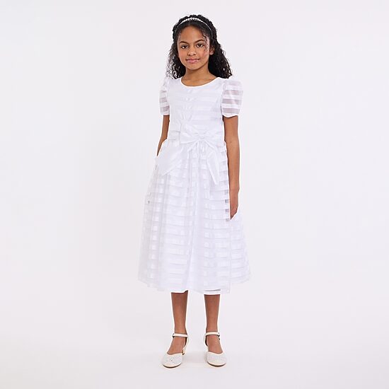 Bonnie Jean Big Kid Girls Communion Short Sleeve Puffed Flower Girl Fit + Flare Dress