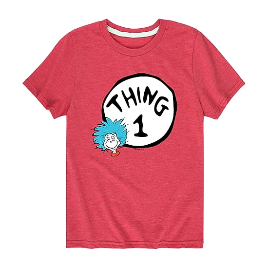 Thing 1 Little & Big Kid Boys Crew Neck Short Sleeve Regular Fit Dr. Seuss Graphic T-Shirt