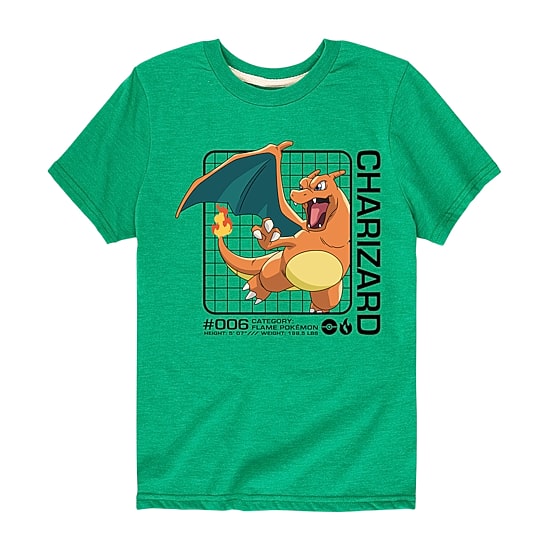 Charizard Pokedecks Little & Big Kid Boys Crew Neck Short Sleeve Regular Fit Pokemon Graphic T-Shirt
