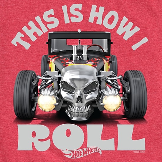 How I Roll Skull Little & Big Kid Boys Crew Neck Short Sleeve Regular Fit Hot Wheels Graphic T-Shirt