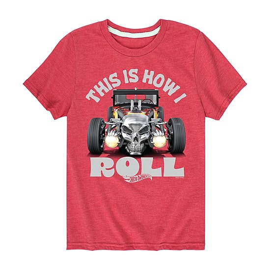 How I Roll Skull Little & Big Kid Boys Crew Neck Short Sleeve Regular Fit Hot Wheels Graphic T-Shirt
