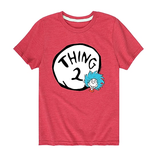 Thing 2 Little & Big Kid Boys Crew Neck Short Sleeve Regular Fit Dr. Seuss Graphic T-Shirt