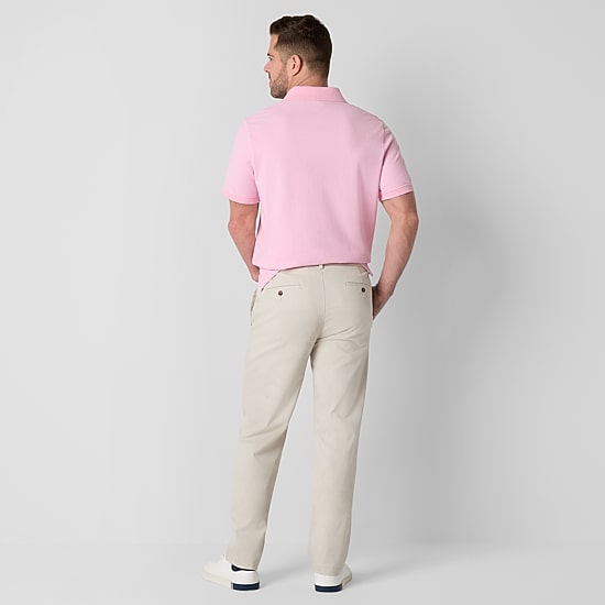 St. John's Bay Dexterity Stretch Chino Mens Adaptive Adjustable Features Easy-on + Easy-off Straight Fit Flat Front Pant