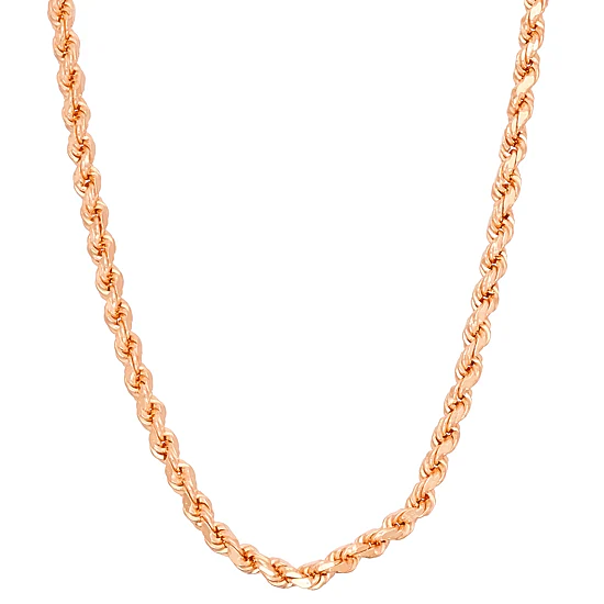 14K Gold Over Silver Solid Rope Chain Necklace