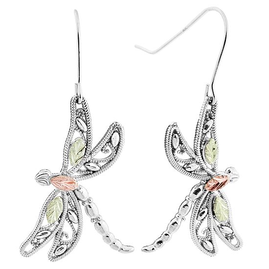 Black Hills Gold Womens Sterling Silver Butterfly Drop Earrings