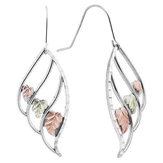 Black Hills Gold Womens Sterling Silver Flower Drop Earrings