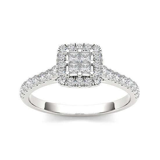 1/2 CT.T.W. Natural Diamond 10K White Gold Engagement Ring