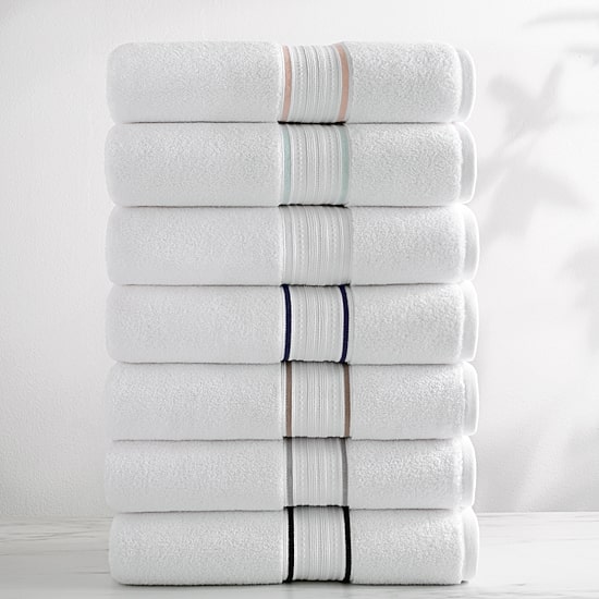 Fieldcrest Luxury Egyptian Cotton Loops Border Stripe Bath Towel