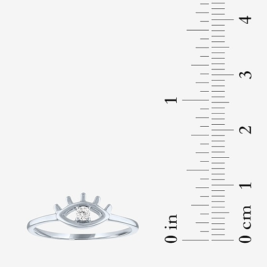 Diamond Addiction (G-H / Si2-I1) Womens Diamond Accent Lab Grown White Diamond 10K Gold Evil Eye Stackable Ring