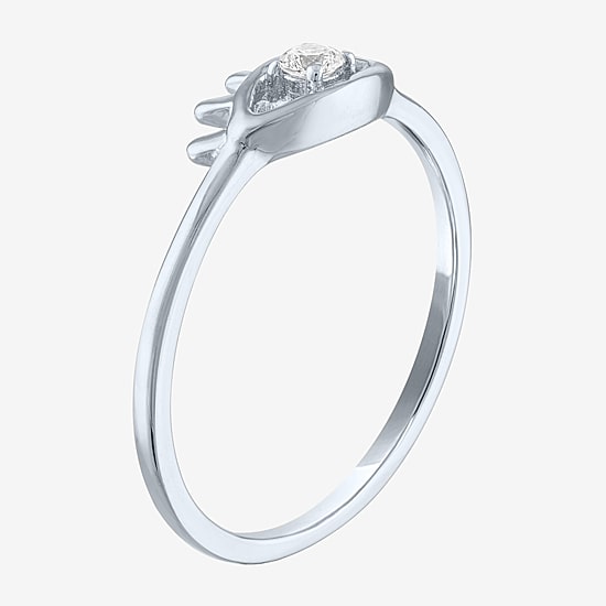 Diamond Addiction (G-H / Si2-I1) Womens Diamond Accent Lab Grown White Diamond 10K Gold Evil Eye Stackable Ring