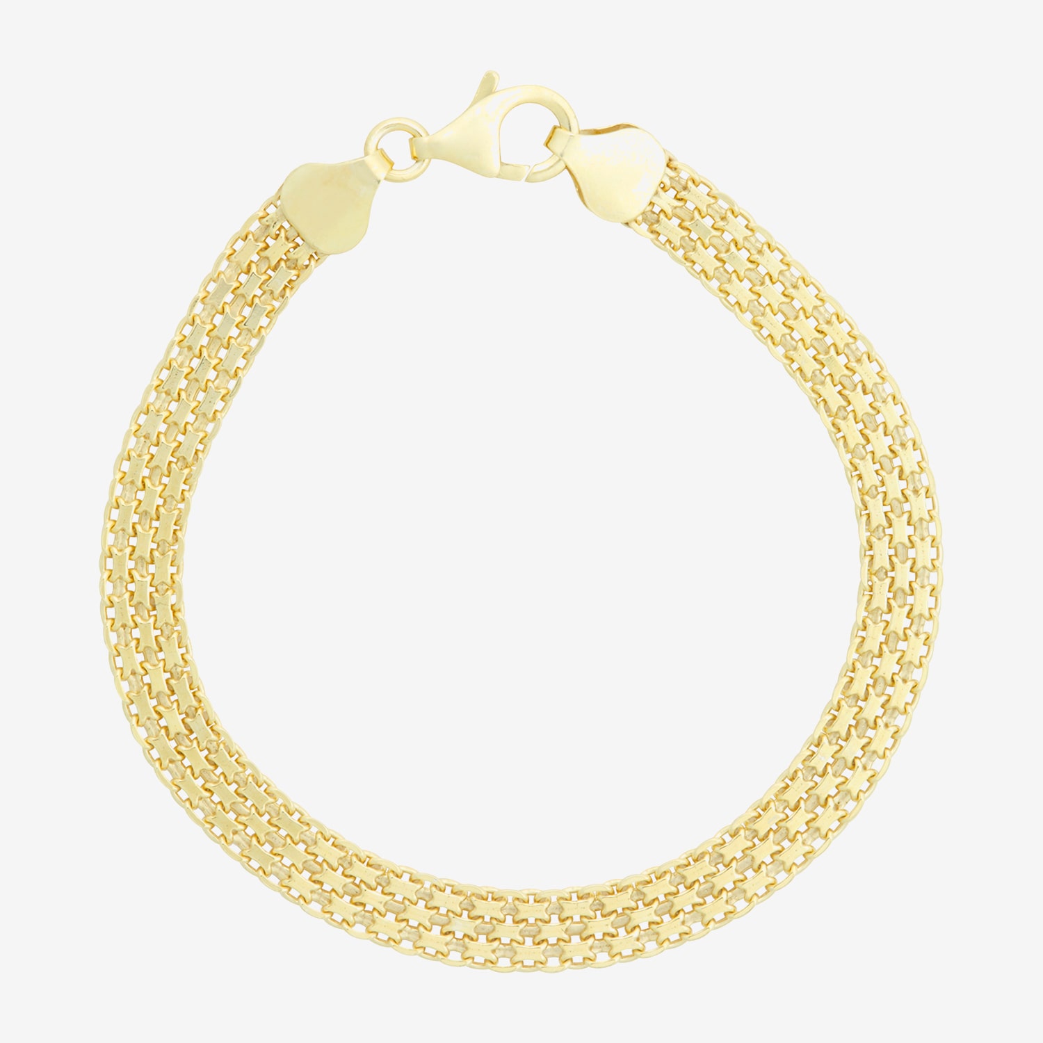 Made In Italy Womens 14K Gold Over Silver 7.25 Inch Solid Link Chain Bracelet