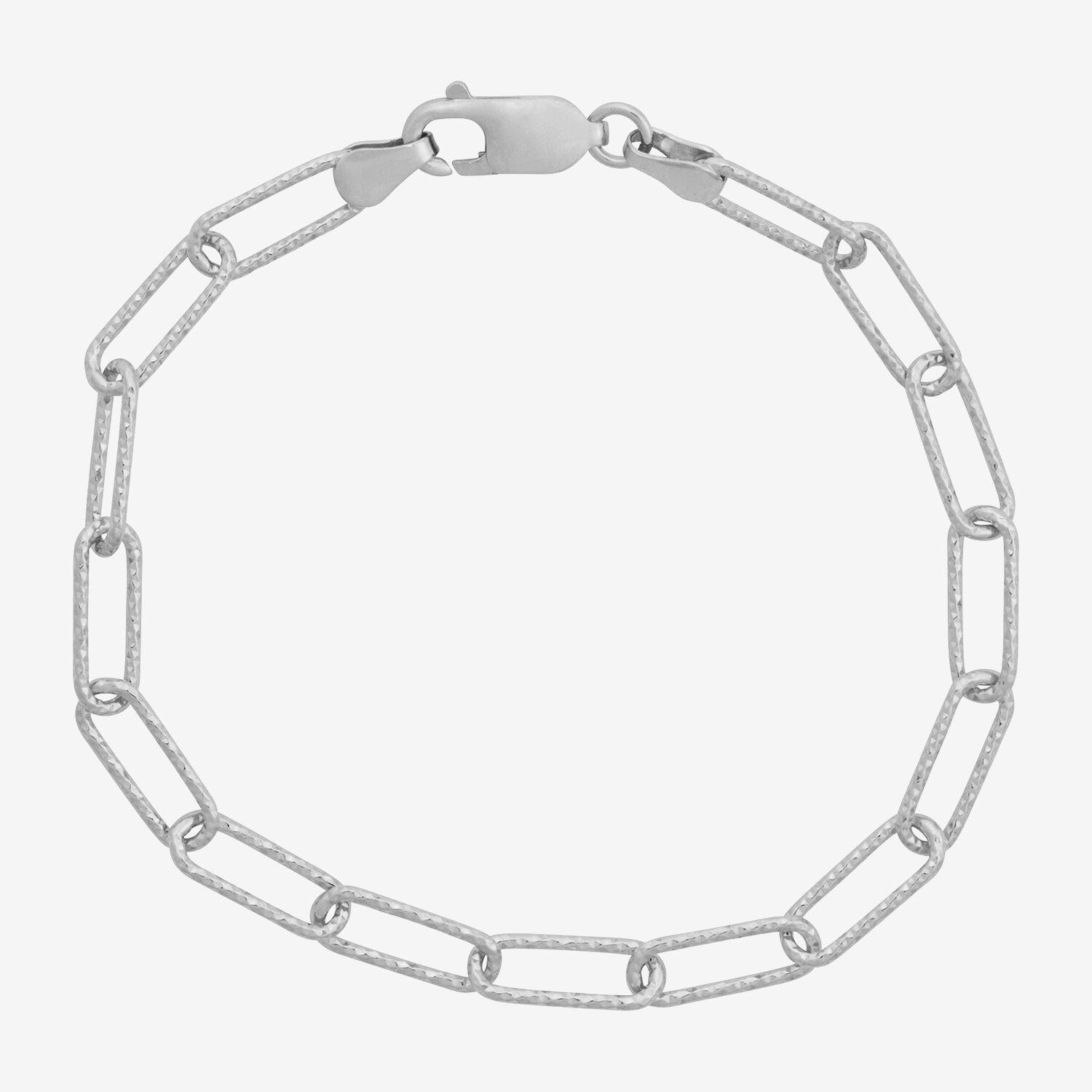 Made In Italy Womens Sterling Silver Inch Solid Paperclip Chain Bracelet