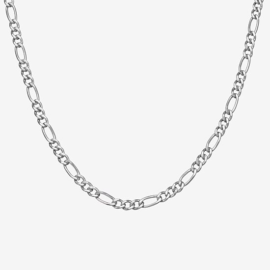 Made In Italy Womens Sterling Silver 18 Inch Figaro Chain Necklace