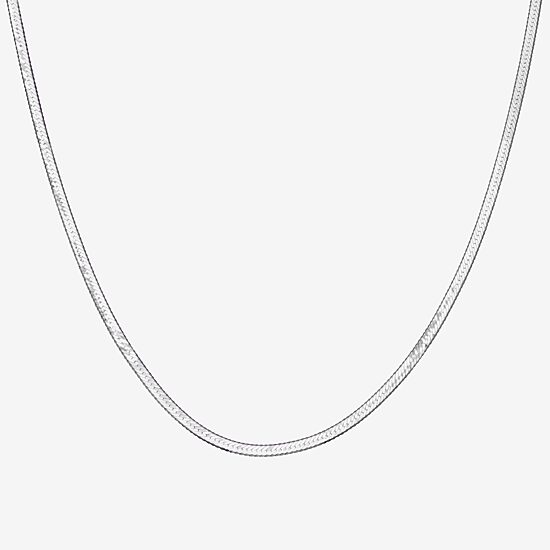 Made In Italy Womens Sterling Silver 18 Inch Herringbone Chain Necklace