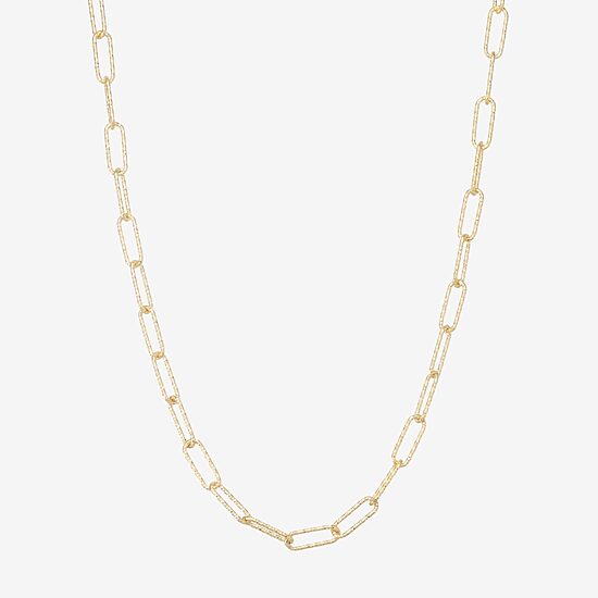 Made In Italy Womens 18 - 24 Inch Gold Over Silver Link Necklace Paperclip