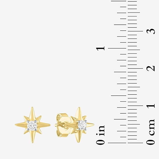 Diamond Addiction North Star (G-H / Si2-I1) 1/10 CT. T.W. Lab Grown White Diamond 10K Gold Over Silver 10mm Star Stud Earrings