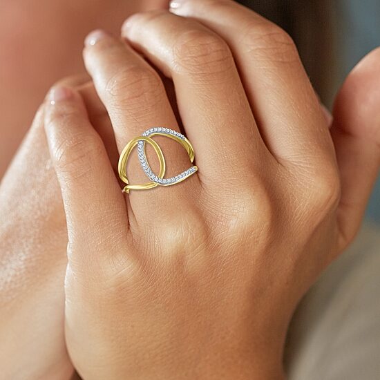 Diamond Addiction Double C Link Womens 1/10 CT. T.W. Genuine White Diamond Cocktail Ring