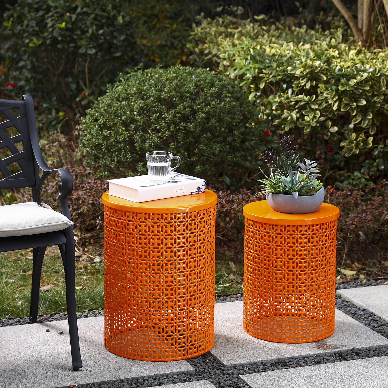 Glitzhome Set Of 2 Metal Planter Stands