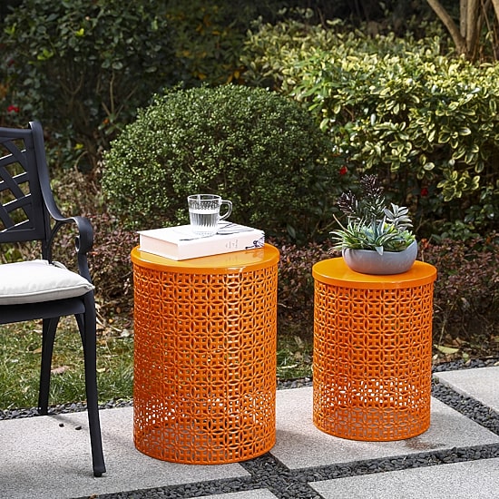 Glitzhome Set Of 2 Metal Planter Stands