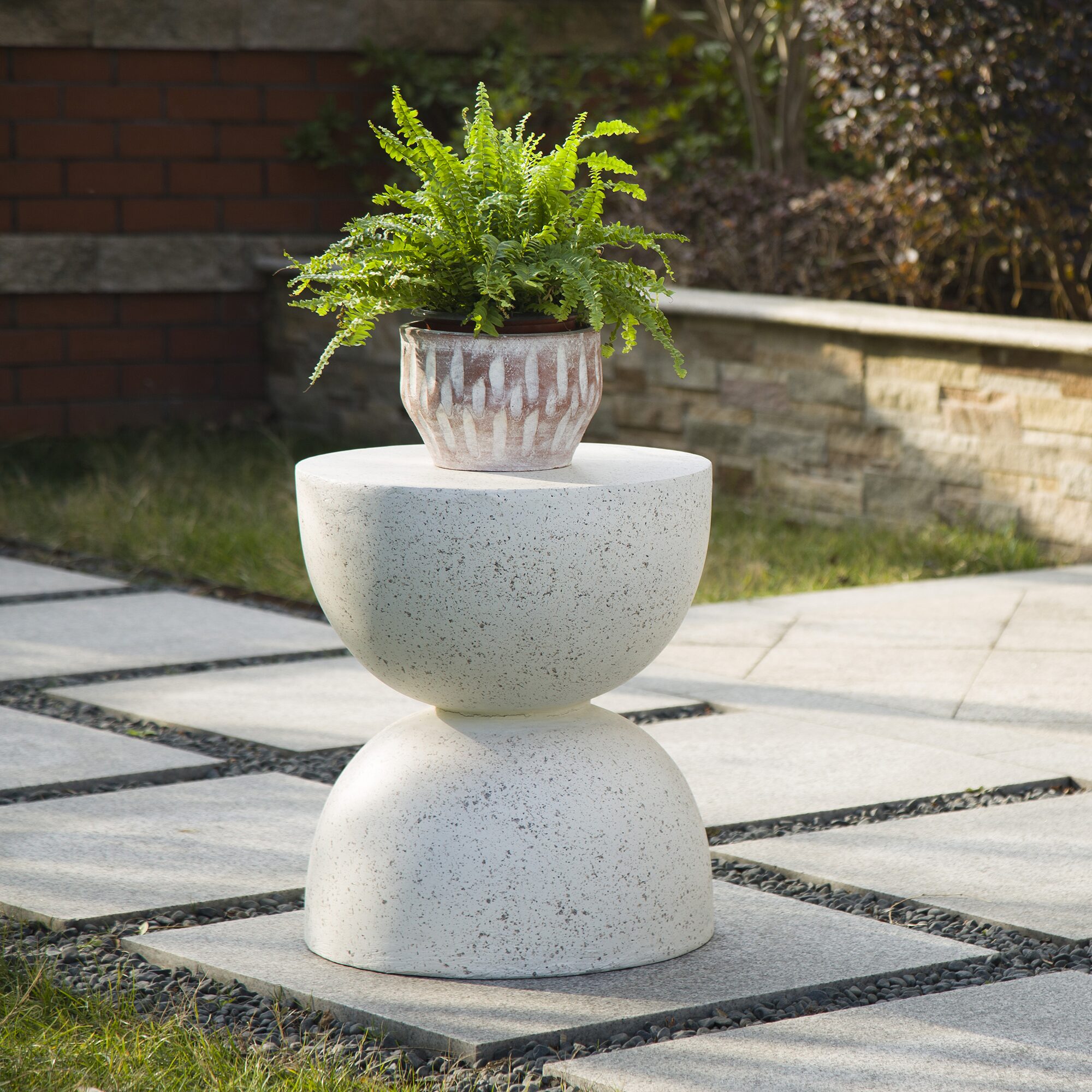 Glitzhome 17.75in Mgo Terrazzo Planter Stands