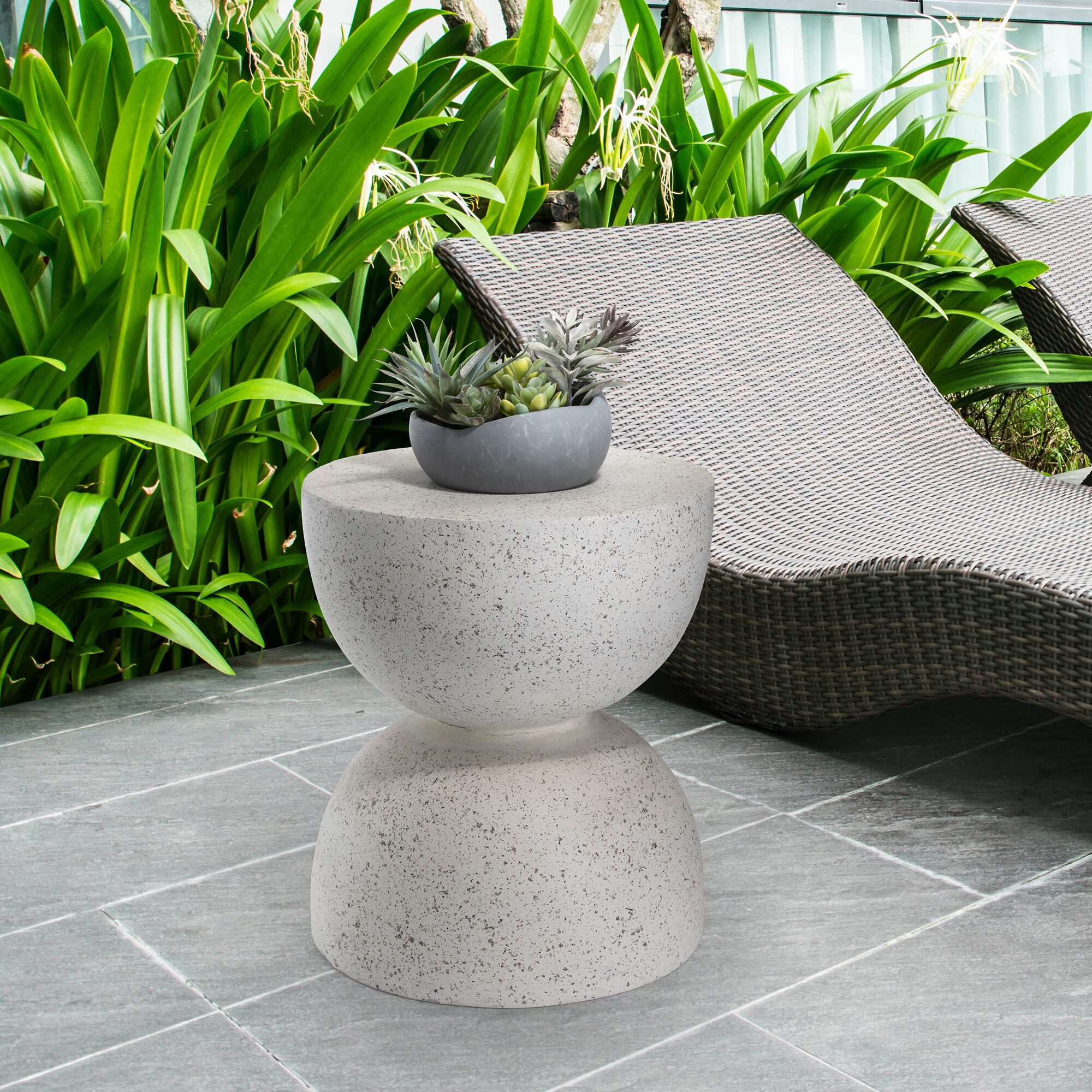 Glitzhome 17.75in Mgo Terrazzo Planter Stands