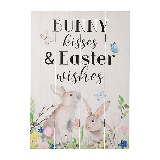 Glitzhome 18" Easter Wooden Bunny Wall Sign
