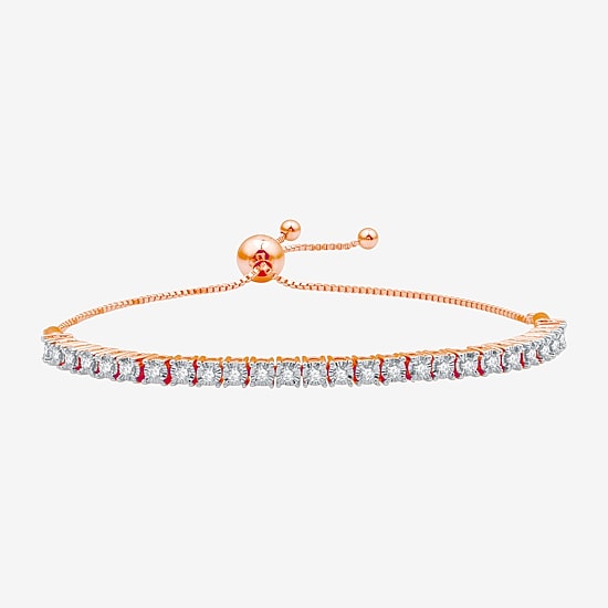 Womens 1/2 CT. T.W. Natural White Diamond Sterling Silver Bolo Bracelet