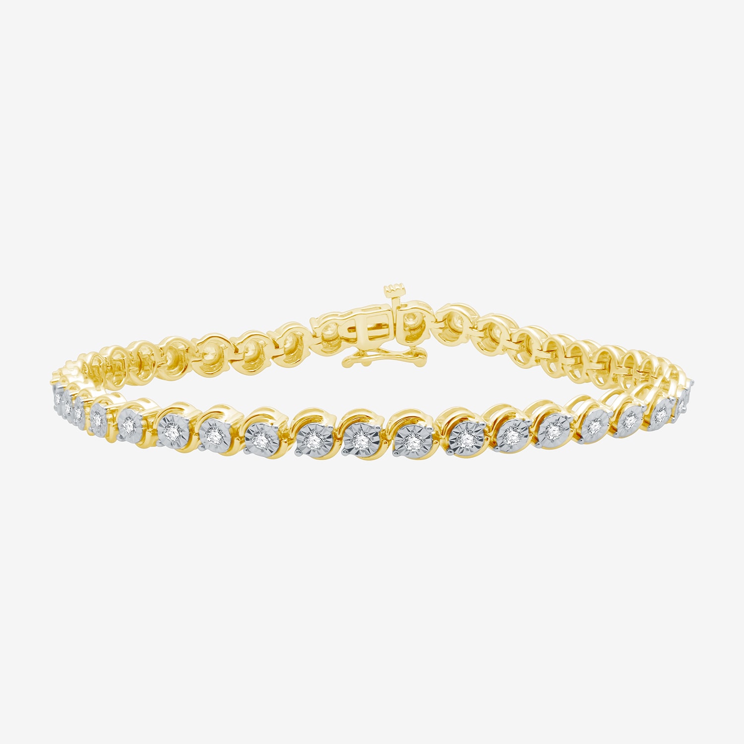1 CT. T.W. Genuine White Diamond 7.5 Inch Tennis Bracelet Sterling Silver or 14K Gold Over