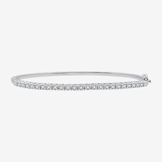 Womens 1/4 CT. T.W. Natural White Diamond Sterling Silver Bangle Bracelet