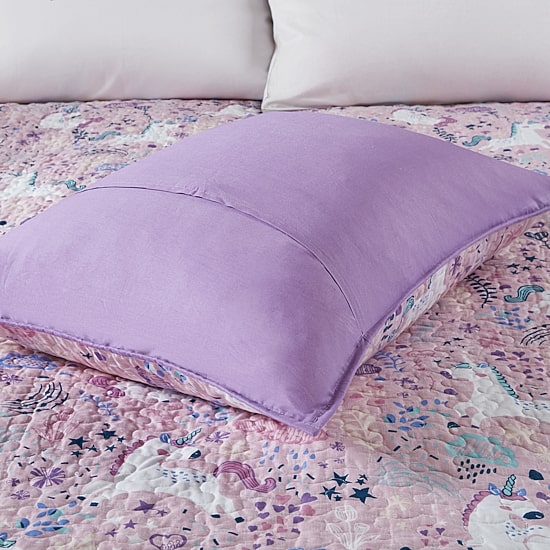 Intelligent Design Ella Unicorn Reversible 100% Cotton Quilt Set With Throw Pillows