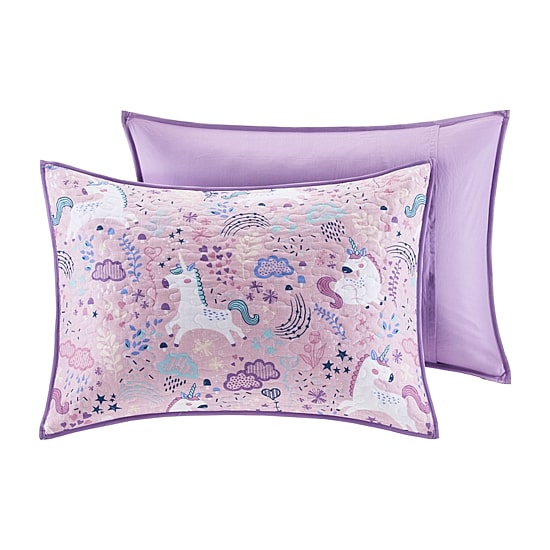 Intelligent Design Ella Unicorn Reversible 100% Cotton Quilt Set With Throw Pillows