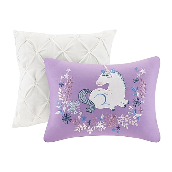 Intelligent Design Ella Unicorn Reversible 100% Cotton Quilt Set With Throw Pillows