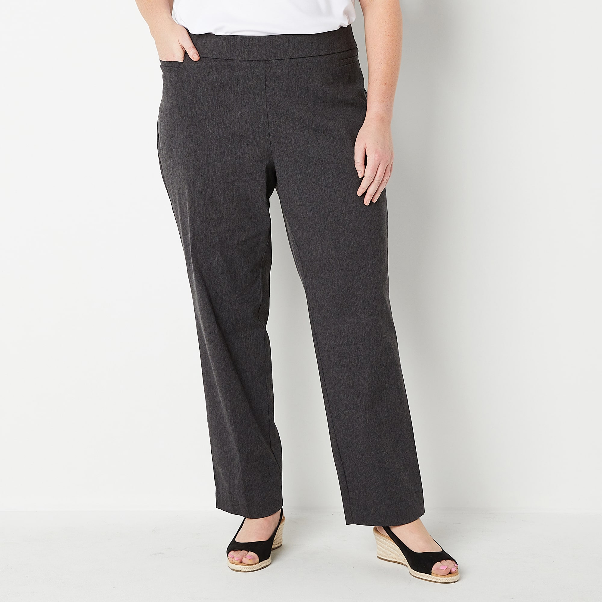 Liz Claiborne Womens Straight Mid Rise Pull-On Pant