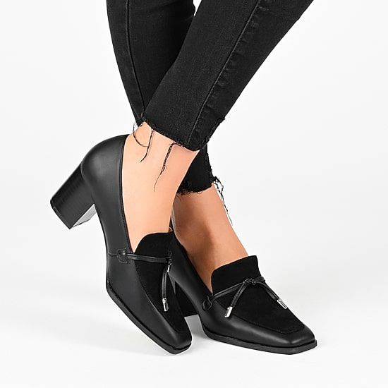 Journee Collection Crawford Womens Square Closed Toe Stacked Heel Pumps