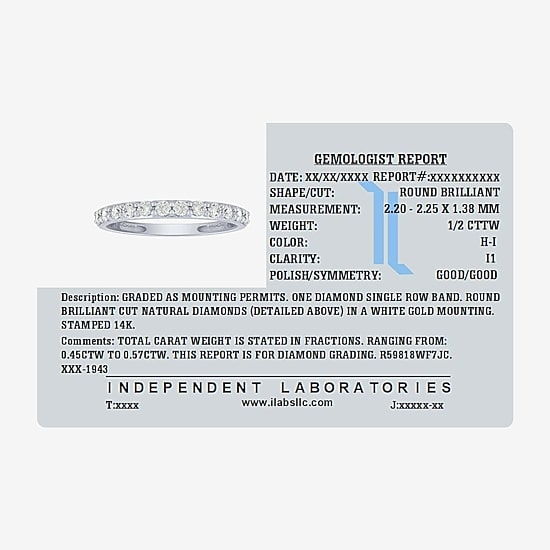 1/2 CT.T.W. Natural Diamond 14K Gold Wedding Band