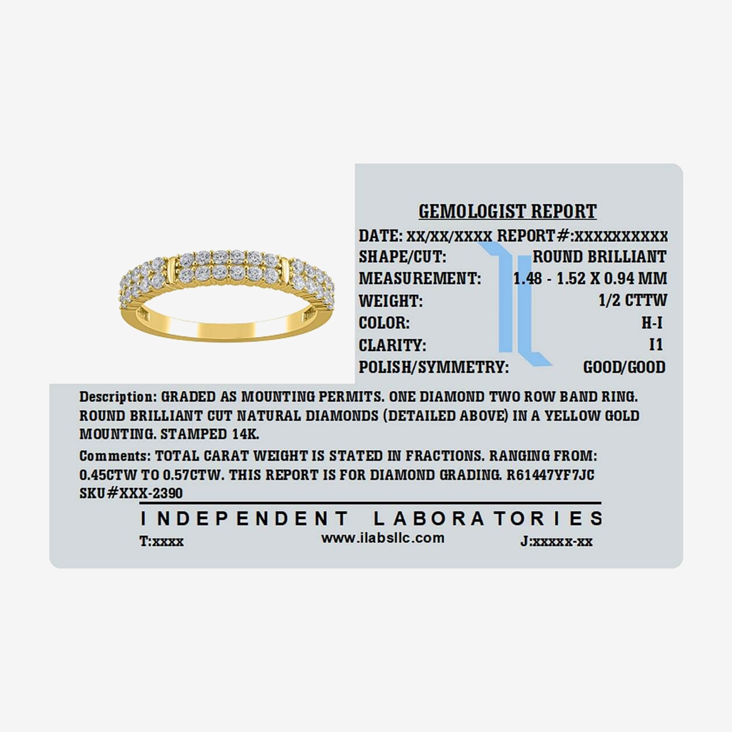 Womens 1/2 CT. T.W. Natural White Diamond 14K Gold Anniversary Wedding Band