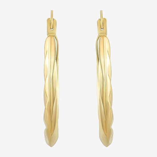 Womens 10K Gold 20mm Round Hoop Earrings
