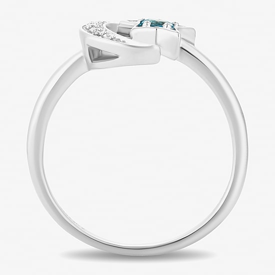Womens Diamond Accent Genuine Blue Topaz Sterling Silver Aladdin Princess Jasmine Cocktail Ring