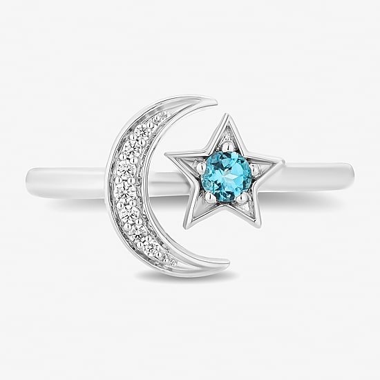 Womens Diamond Accent Genuine Blue Topaz Sterling Silver Aladdin Princess Jasmine Cocktail Ring