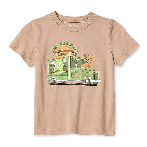 Okie Dokie Toddler & Little Boys Crew Neck Short Sleeve Regular Fit Graphic T-Shirt, 12 Months, Beige