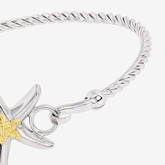 Silver Reflections Starfish Womens Pure Silver Over Brass Bangle Bracelet