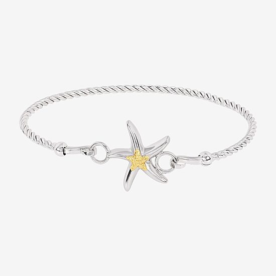 Silver Reflections Starfish Womens Pure Silver Over Brass Bangle Bracelet