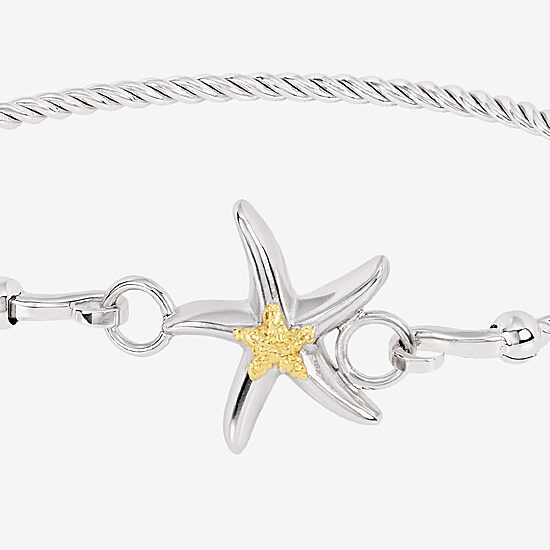 Silver Reflections Starfish Womens Pure Silver Over Brass Bangle Bracelet