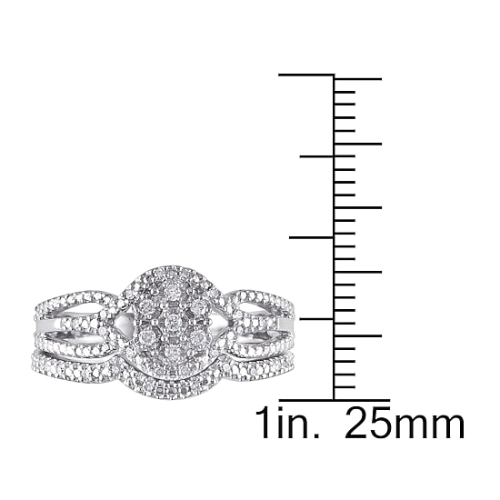 1/7 CT.T.W. Natural Diamond Sterling Silver Bridal Ring Set