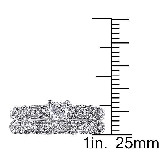 1/3 CT.T.W. Natural Diamond 10K White Gold Bridal Ring Set