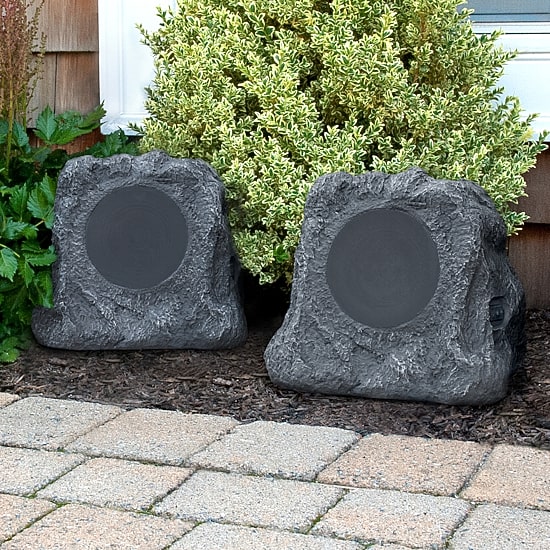 Innovative Technology Pair of Solar Charging Bluetooth Outdoor Rock Speakers
